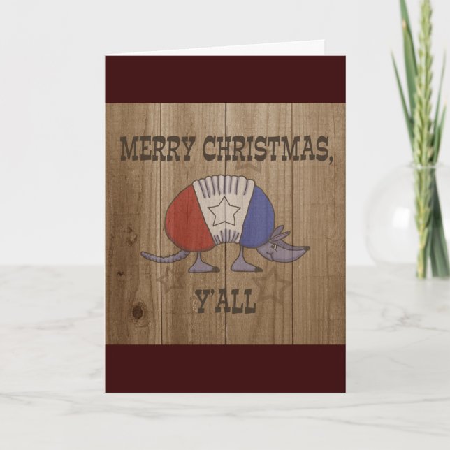 Cartes Pour Fêtes Annuelles Armadillo rouge, blanc et bleu Joyeux Noël Y'al (Devant)
