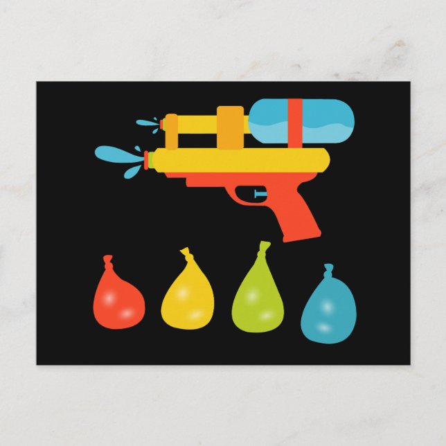 Cartes Pour Fêtes Annuelles Arme à eau et ballons été (Devant)