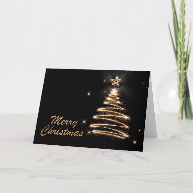 Cartes Pour Fêtes Annuelles Arrière - plan bleu Noël Arbre de neige flocons (Devant)