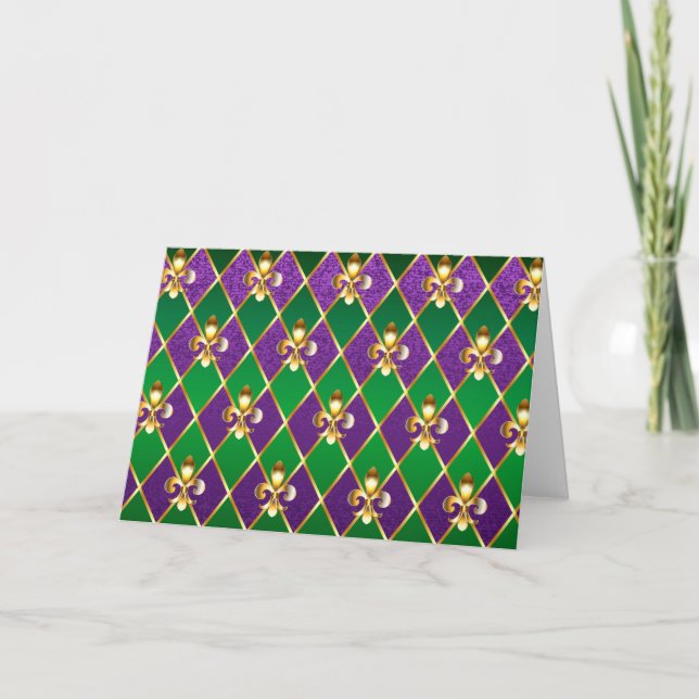 Cartes Pour Fêtes Annuelles Arrière - plan de bijoux Mardi Gras (Devant)
