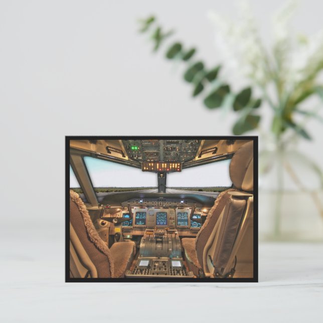 Cartes Pour Fêtes Annuelles Arrière - plan de cockpit de la compagnie aérienne (Debout devant)
