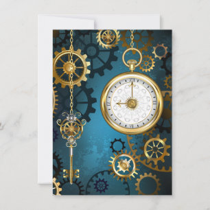 Cartes Pour Fêtes Annuelles Arrière - plan turquoise à vapeur avec engrenages