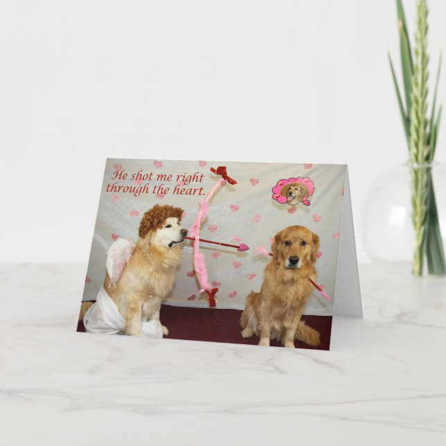 Cartes Pour Fêtes Annuelles Arrow de Golden Cupid pour la Saint-Valentin (Devant)