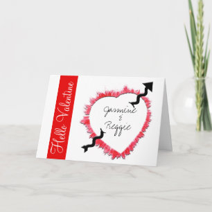 Cartes Pour Fêtes Annuelles Arrow Pierced Coeur texturé Outline Valentine's