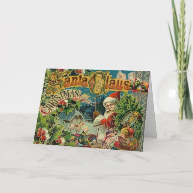 Cartes Pour Fêtes Annuelles Art antique du Père Noël (Devant)