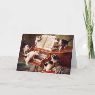Cartes Pour Fêtes Annuelles Art Chat : Art Vintage Imprimer : Le Kitten's Cons