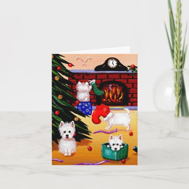 Cartes Pour Fêtes Annuelles Art chrétien drôle Creationarts de Noël de Westie (Devant)