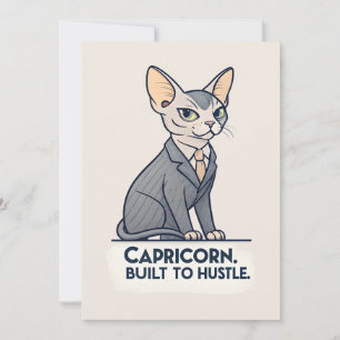 Cartes Pour Fêtes Annuelles Art de Capricorne Zodiaque Chat Sphynx Construit p