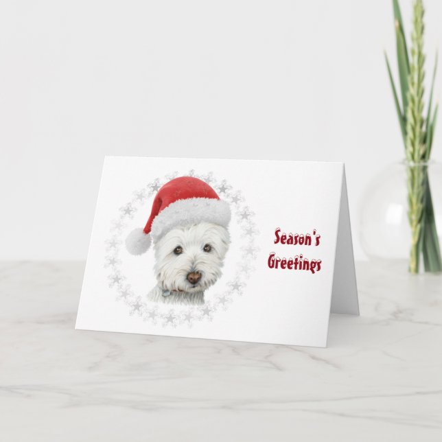 Cartes Pour Fêtes Annuelles Art de chien de Westie de Noël (Devant)