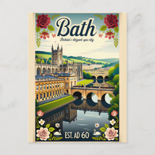 Cartes Pour Fêtes Annuelles Art de l'affiche de voyage rétro de Bath Angleterr