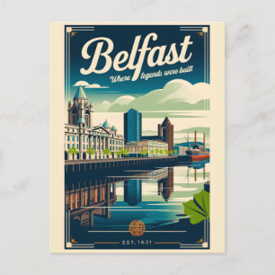 Cartes Pour Fêtes Annuelles Art de l'affiche de voyage rétro de Belfast Irland