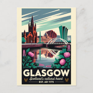 Cartes Pour Fêtes Annuelles Art de l'affiche de voyage rétro Glasgow Écosse
