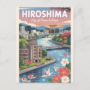 Cartes Pour Fêtes Annuelles Art de l'affiche de voyage rétro Hiroshima Japon