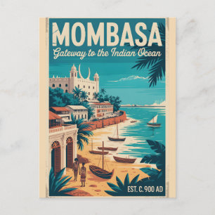 Cartes Pour Fêtes Annuelles Art de l'affiche rétro de voyage à Mombasa au Keny