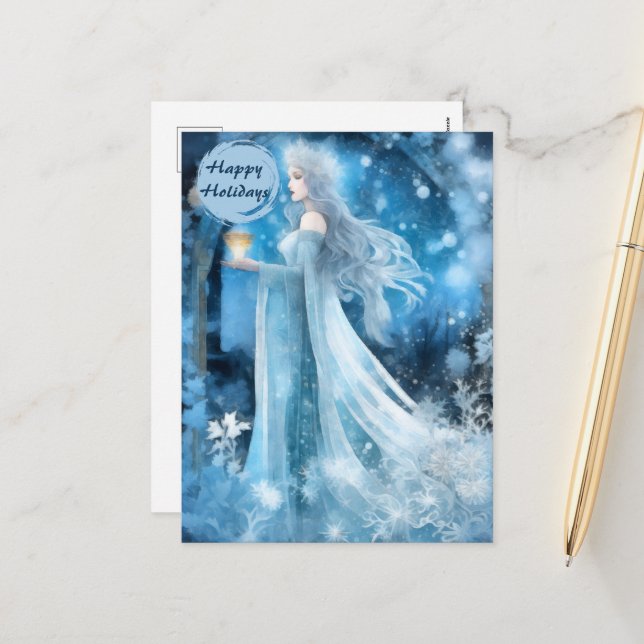 Cartes Pour Fêtes Annuelles Art de l'Imaginaire de la Reine des neiges - Déess (Devant/Arrière en situation)