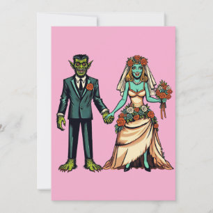Cartes Pour Fêtes Annuelles Art de mariés homme monstre et femme monstre 