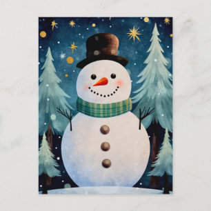 Cartes Pour Fêtes Annuelles Art de Noël Snowman Snowman Message de nuit