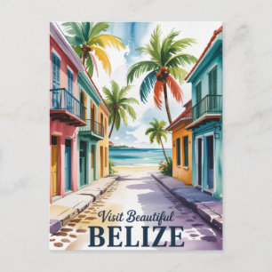 Cartes Pour Fêtes Annuelles Art de voyage à l'aquarelle Bélize Vintage