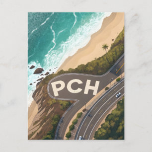 Cartes Pour Fêtes Annuelles Art de voyage aérien de la Pacific Coast Highway
