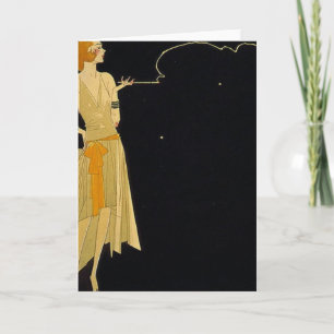 Cartes Pour Fêtes Annuelles Art Déco Femme Fumer Cigarette