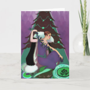 Cartes Pour Fêtes Annuelles Art Déco Noël, Pascaline en violet, Turquoise et B