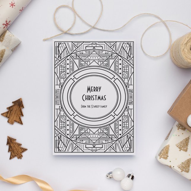 Cartes Pour Fêtes Annuelles Art déco noir et blanc Joyeux Noël (Créateur téléchargé)