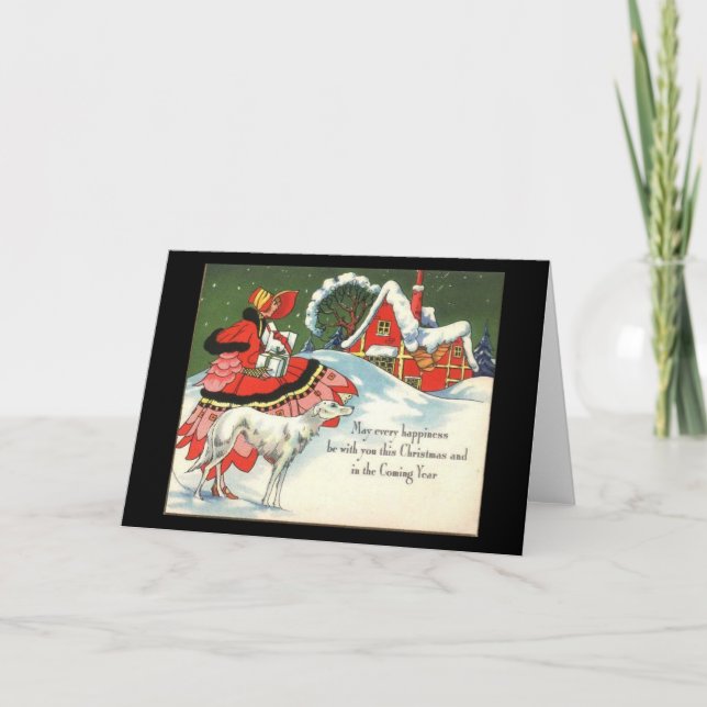 Cartes Pour Fêtes Annuelles Art Déco style victorien Salutation de Noël (Devant)