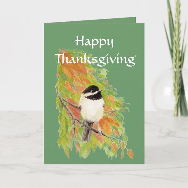 Cartes Pour Fêtes Annuelles Art d'oiseau de Chickadee de couleur d'automne de (Devant)