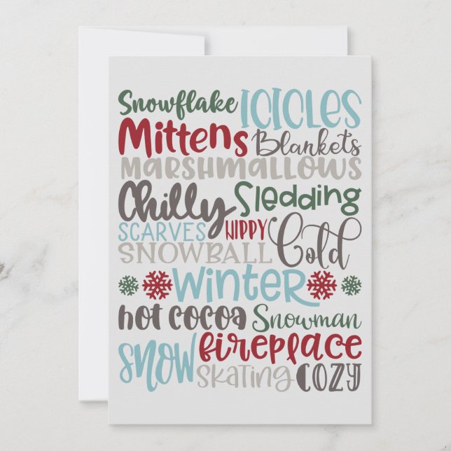 Cartes Pour Fêtes Annuelles Art du métro Winter Words (Devant)