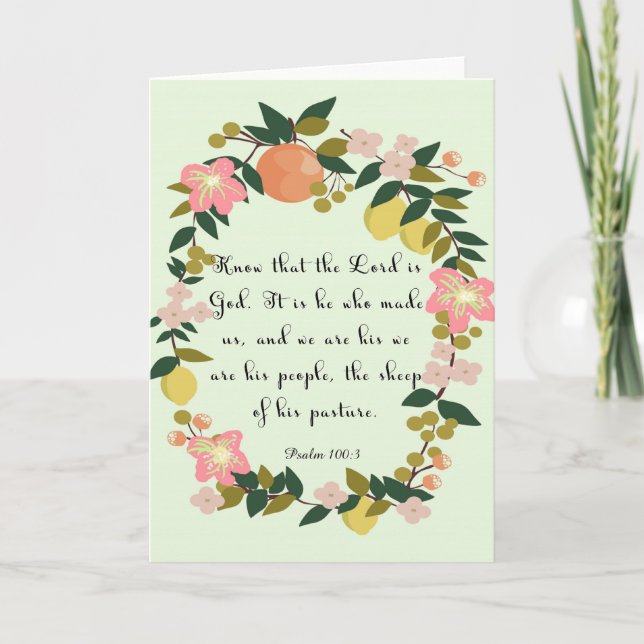 Cartes Pour Fêtes Annuelles Art inspirant chrétien - Psaume 100:3 (Devant)