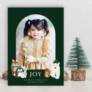 Cartes Pour Fêtes Annuelles Art moderne mignonne Animaux Arch Photo Noël Ver