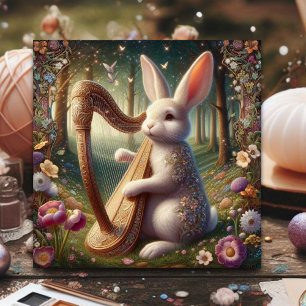 Cartes Pour Fêtes Annuelles Art Nouveau Bunny de bois de Pâques