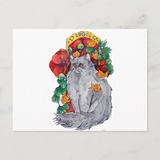 Cartes Pour Fêtes Annuelles Art Nouveau cat #2 (Devant)