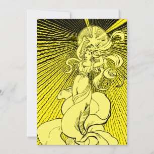 Cartes Pour Fêtes Annuelles Art Nouveau Fille Avec Étoile Lumière