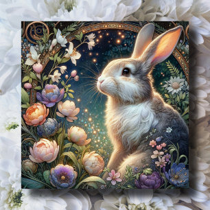 Cartes Pour Fêtes Annuelles Art Nouveau Imaginaire Fleur Jardin Rabbit Pâques