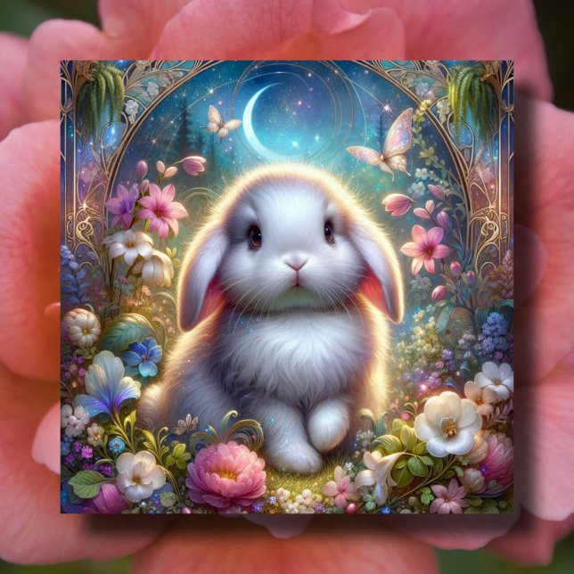 Cartes Pour Fêtes Annuelles Art Nouveau Printemps mignon lapin de Pâques (Créateur téléchargé)