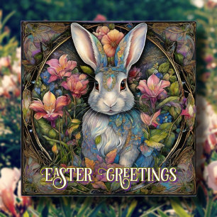 Cartes Pour Fêtes Annuelles Art Nouveau Rabbit Salutations de Pâques