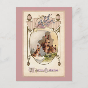 Cartes Pour Fêtes Annuelles Art Nouveau Rabbits in Giant Easter Egg