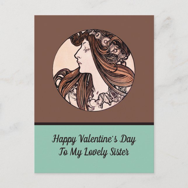 Cartes Pour Fêtes Annuelles Art Nouveau Saint Valentin Soeur Alphonse Mucha (Devant)