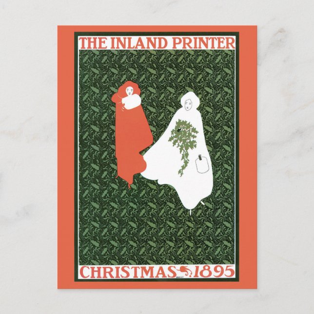 Cartes Pour Fêtes Annuelles Art nouveau vintage Noël 1895 (Devant)