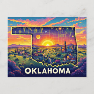 Cartes Pour Fêtes Annuelles Art paysager de l'Oklahoma   État coloré Il