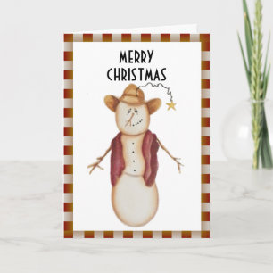 Cartes Pour Fêtes Annuelles Art populaire mignon Cowboy Snowman Noël
