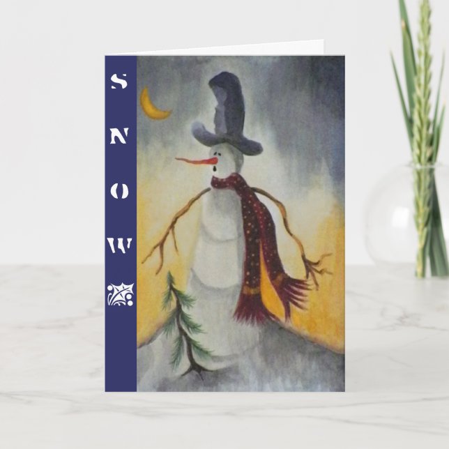 Cartes Pour Fêtes Annuelles Art populaire primitif Snowman (Devant)