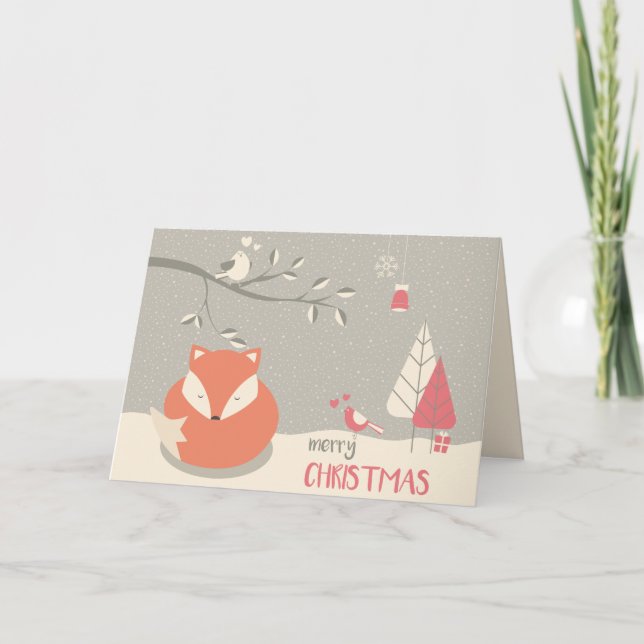 Cartes Pour Fêtes Annuelles Art populaire scandinave Red Fox Noël (Devant)