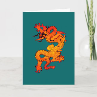 Cartes Pour Fêtes Annuelles Art rouge et orange ardent de dragon