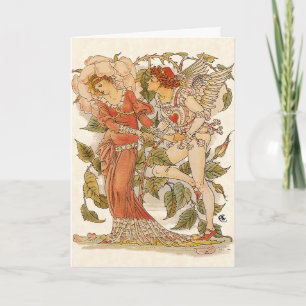Cartes Pour Fêtes Annuelles Art Victorien vintage, Rose par Walter Crane