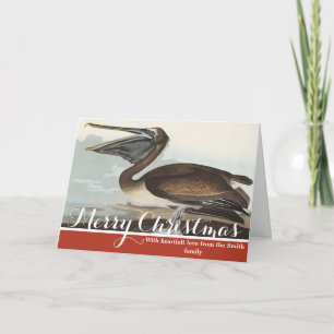 Cartes Pour Fêtes Annuelles Art Vintage Audubon Pélican Brun Oiseau de la Côte