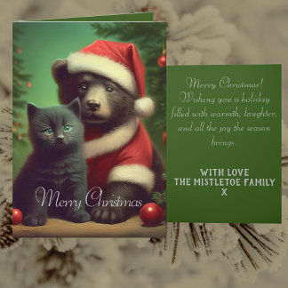 Cartes Pour Fêtes Annuelles Artan & Pip | Ours blanc et Kitten Noël