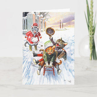 Cartes Pour Fêtes Annuelles Arthur Thiele - Sledding incliné allant de neige