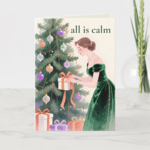 Cartes Pour Fêtes Annuelles Artisanat peint à la main   Noël moderne d'Emerald